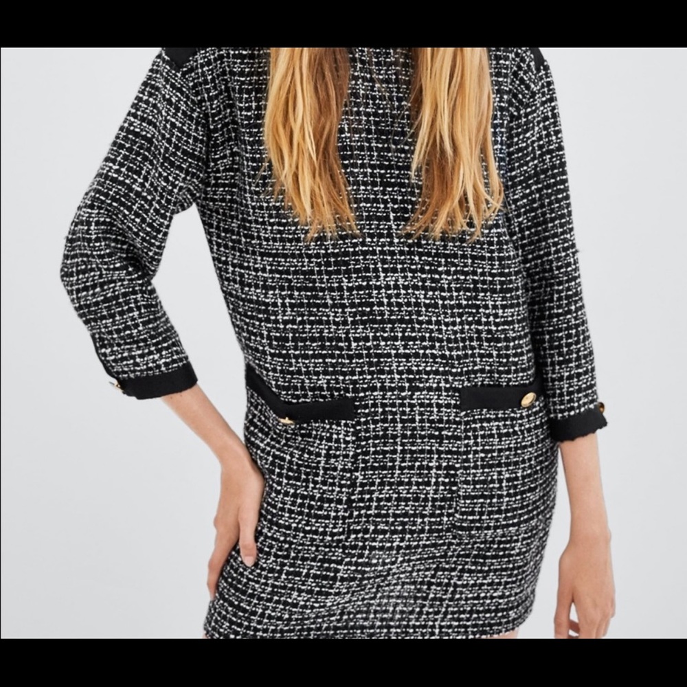 New with tags, Zara tweed dress with gold buttons, XS